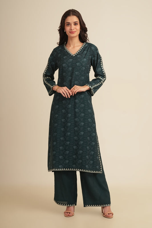 All Over Printed 2 Pcs Set - Teal