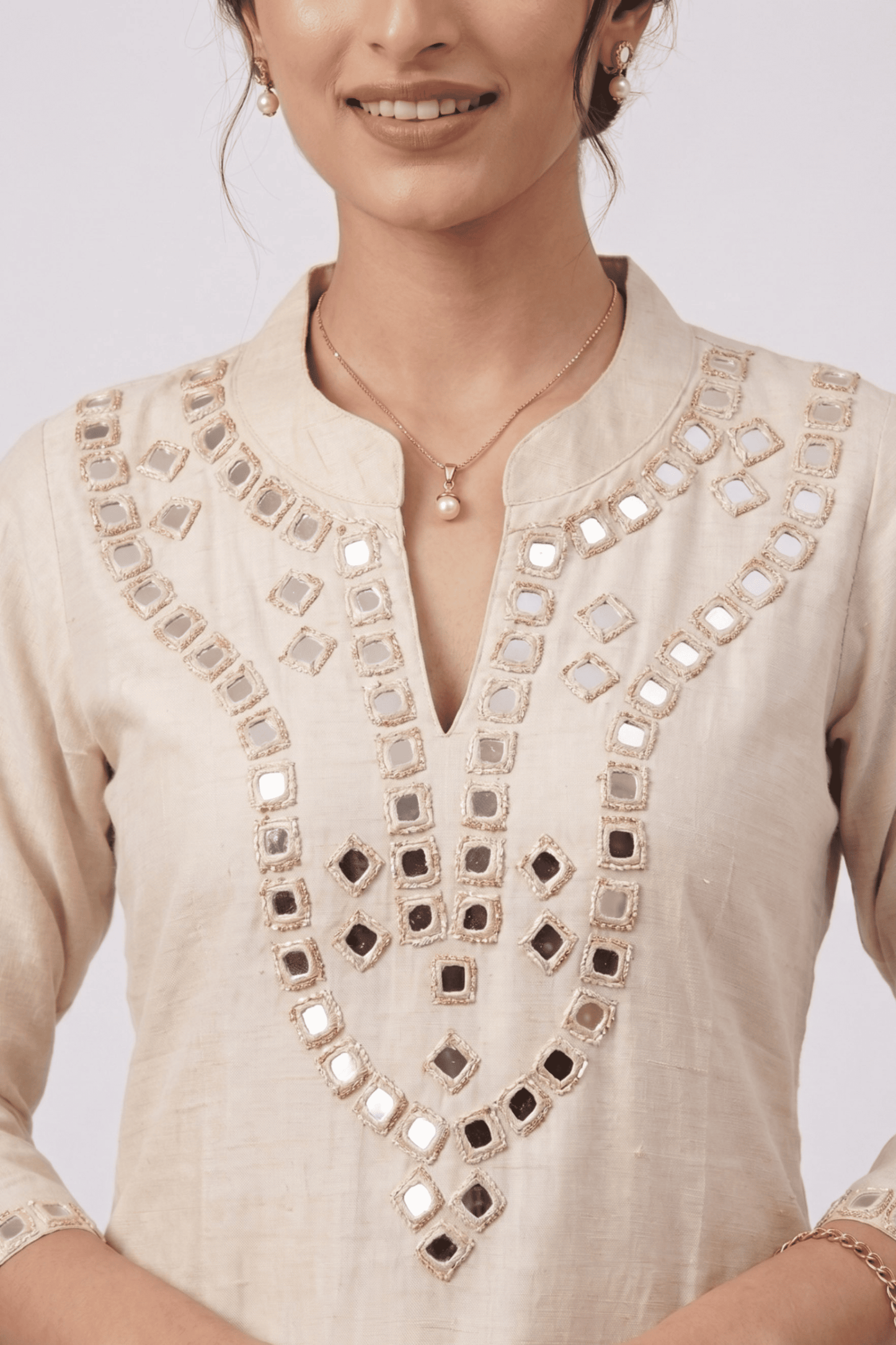 ETHNIC EMBROIDERY CORD SET-White
