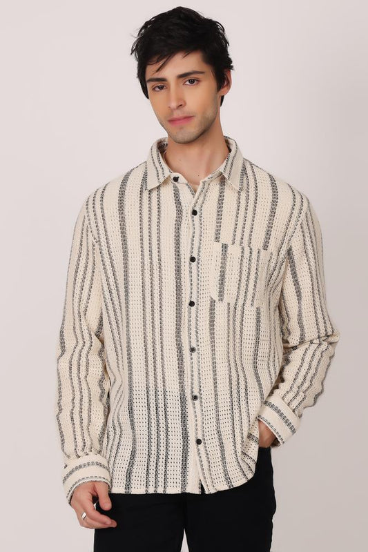 Mens Shirt - White & Blue