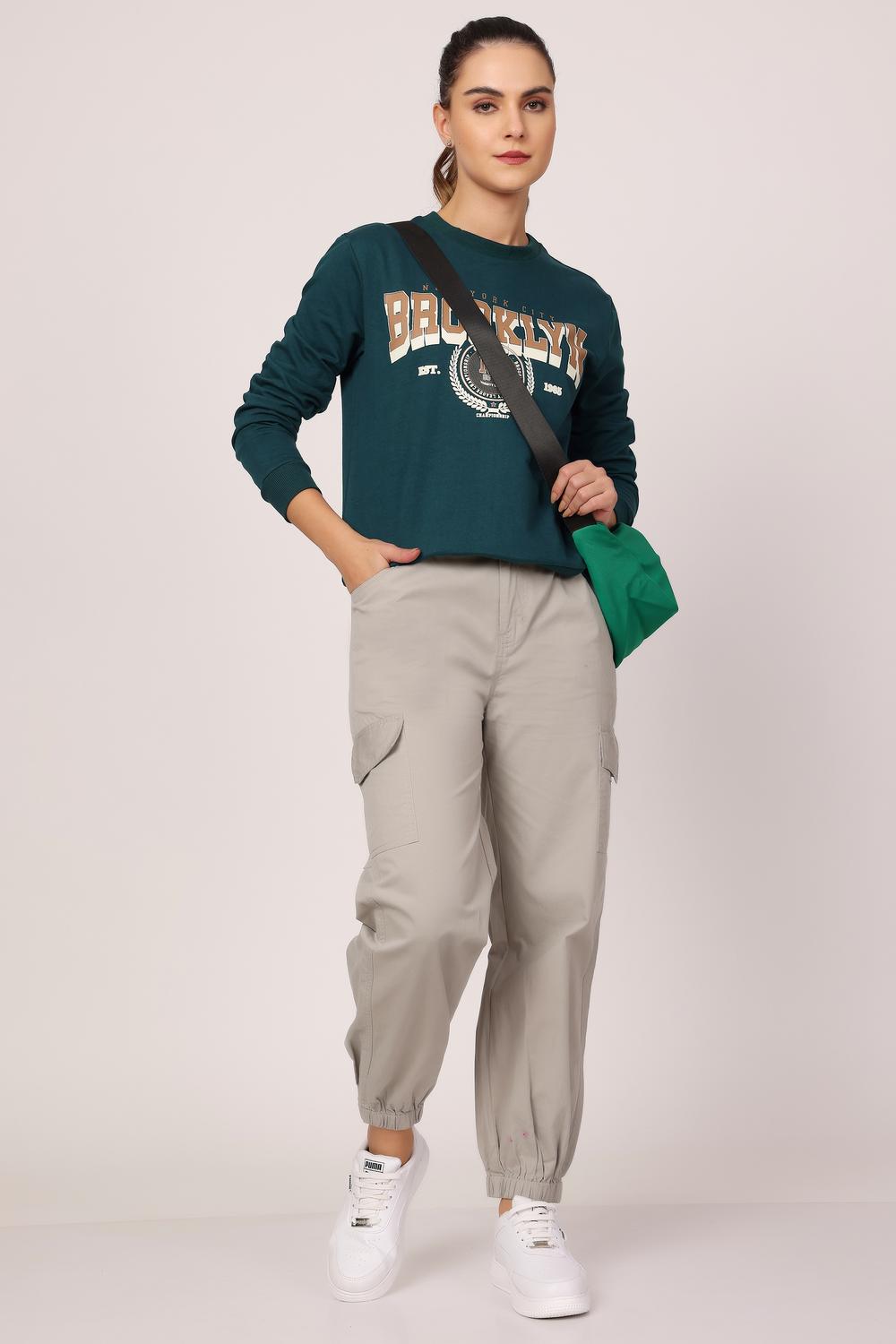 Womens Casual Wear Sweatshirt - Light Olive