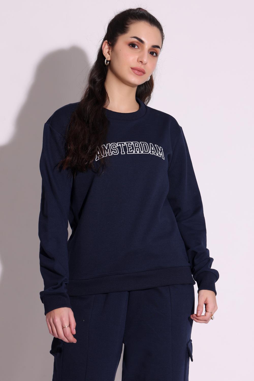 Womens Casual Wear Sweatshirt - Navy
