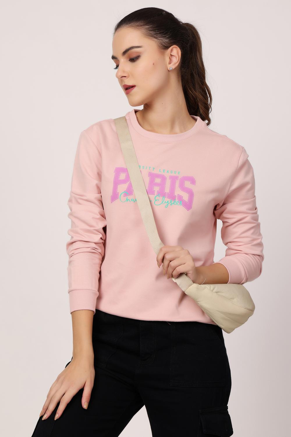 Womens Casual Wear Sweatshirt - Peach