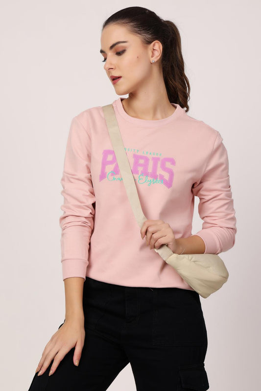 Womens Casual Wear Sweatshirt - Peach