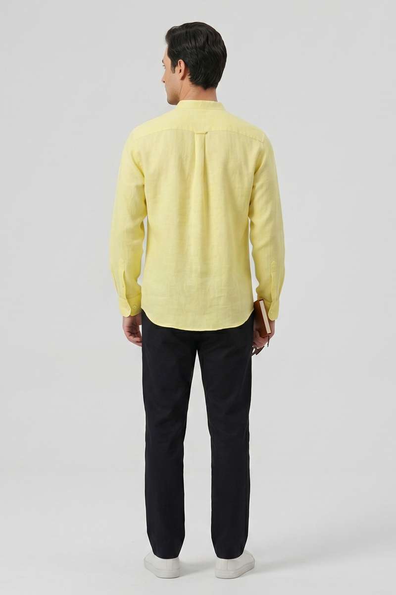 Men's Pure Linen Mandarin Collar Shirt - extra image 3