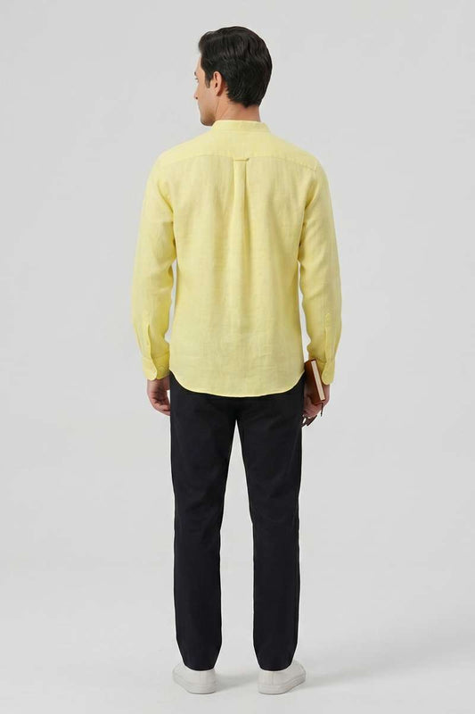 Men's Pure Linen Mandarin Collar Shirt - extra image 3