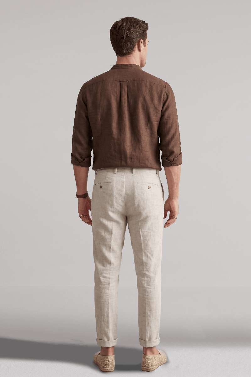 Men's Pure Linen Mandarin Collar Shirt - extra image 3