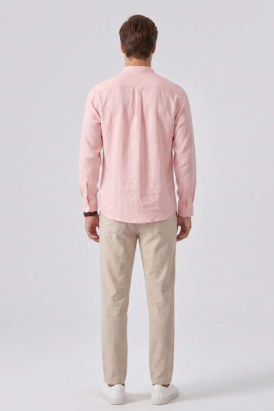 Men's Pure Linen Mandarin Collar Shirt - extra image 3