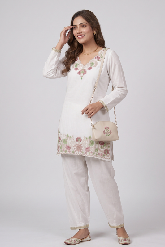 Ethnic Regular Fit Fusion embroidery Co-ord Sets