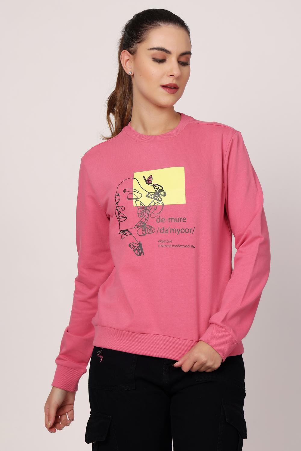 Womens Casual Wear Sweatshirt - Dusty Rose