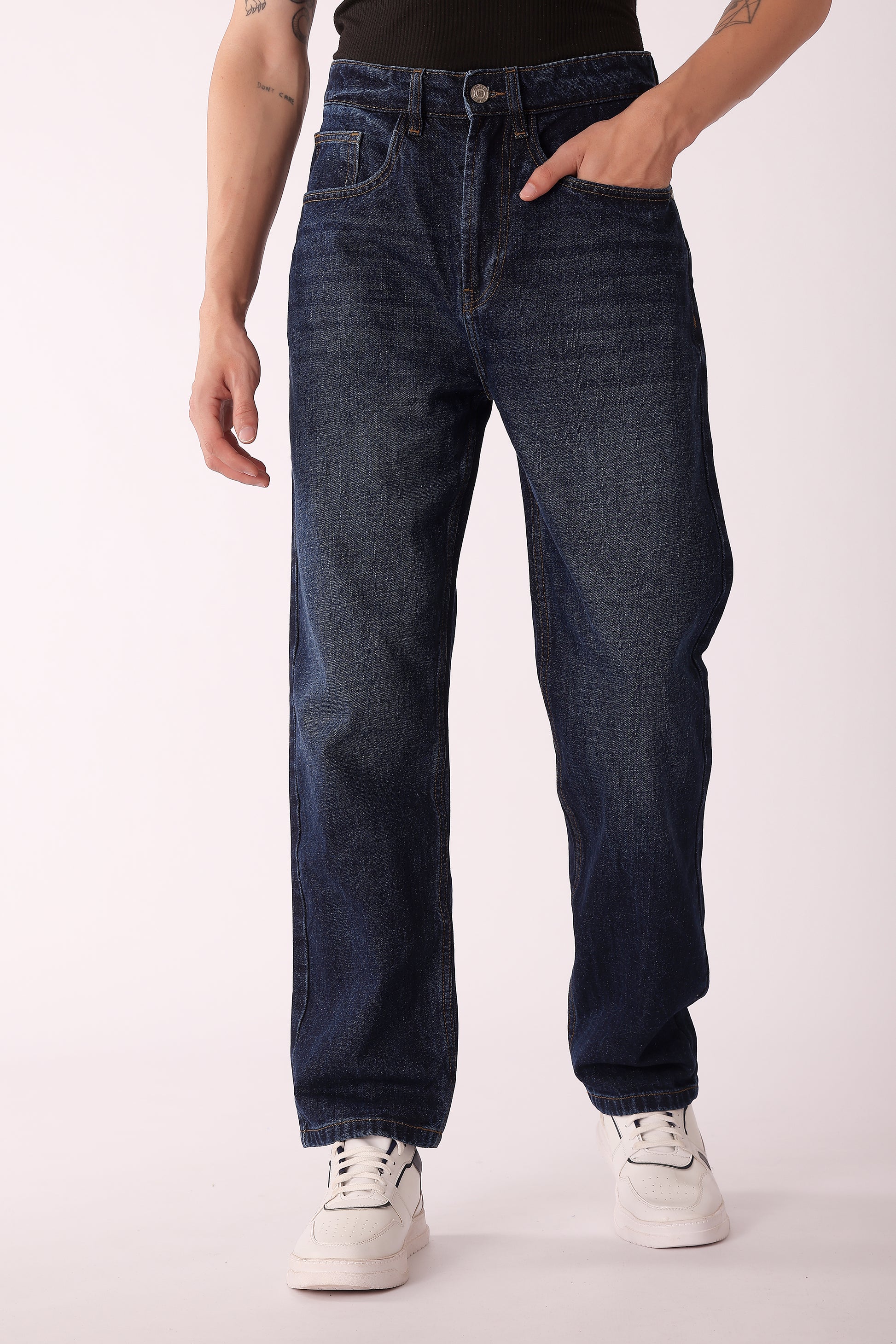 Men's Indigo Washed Straight Fit Jeans - Indigo