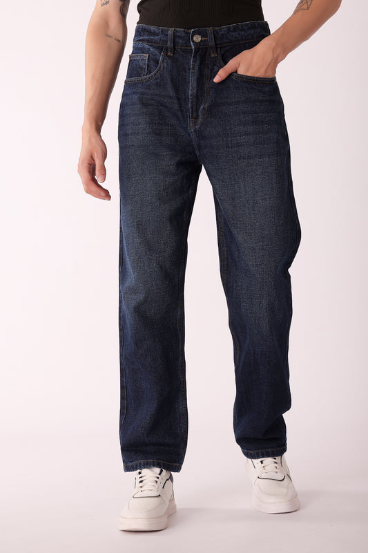 Men's Indigo Washed Straight Fit Jeans - Indigo