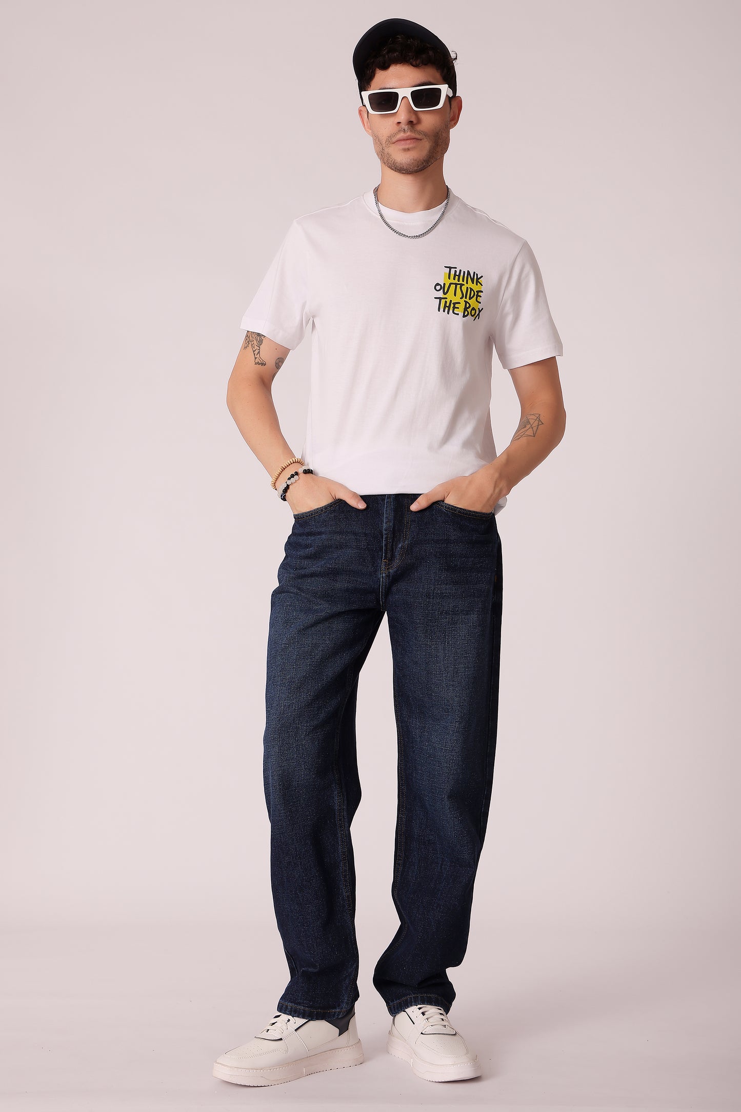 Men's Indigo Washed Straight Fit Jeans - extra image 3