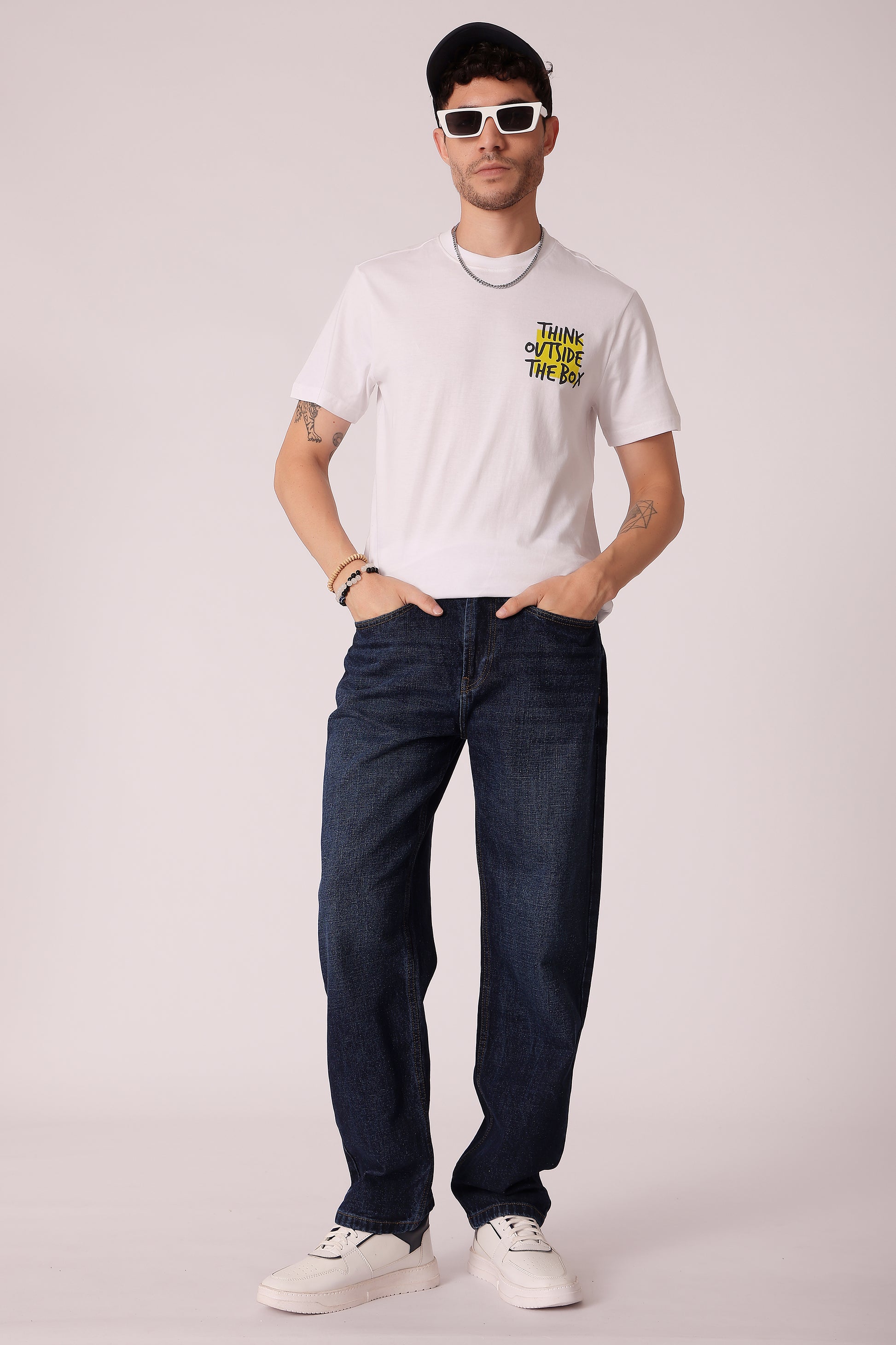 Men's Indigo Washed Straight Fit Jeans - extra image 3