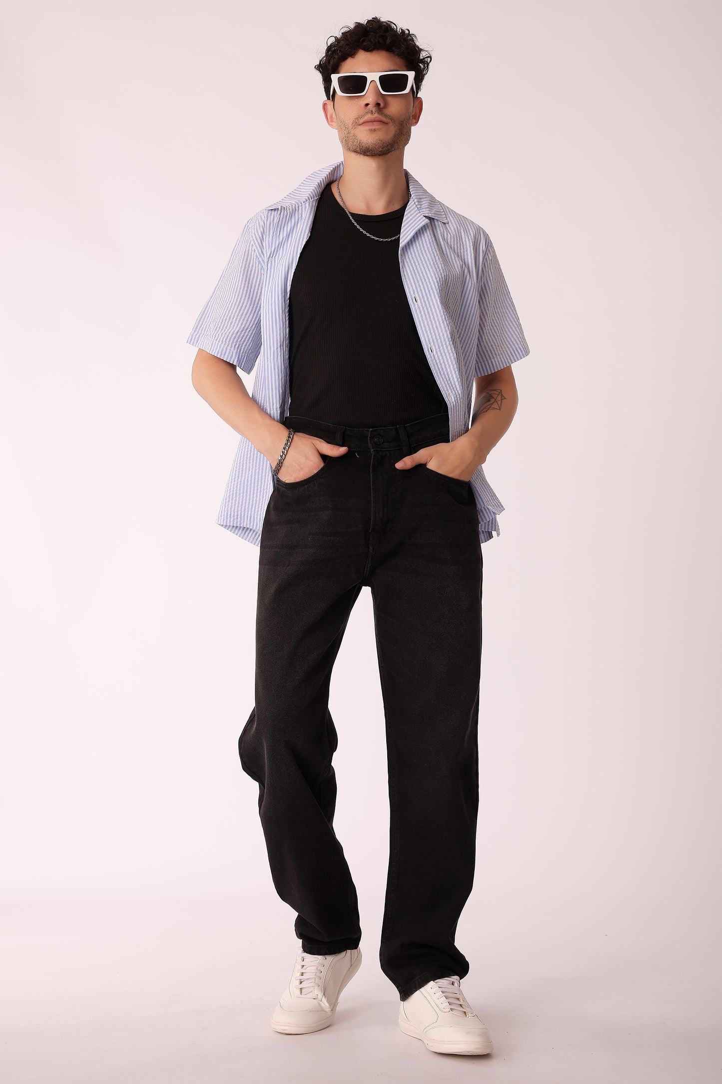Men's Black Washed Straight fit Jeans - extra image 4