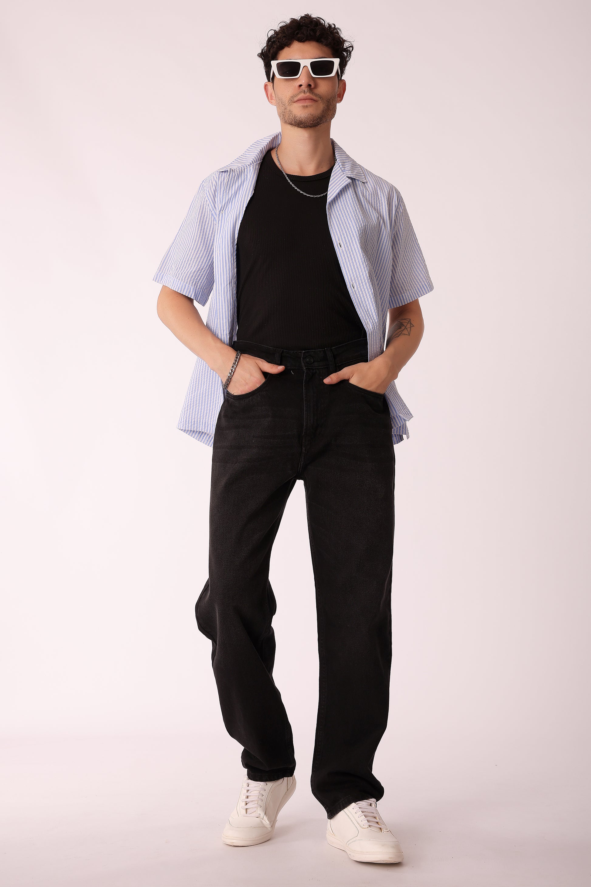 Men's Black Washed Straight fit Jeans - extra image 4
