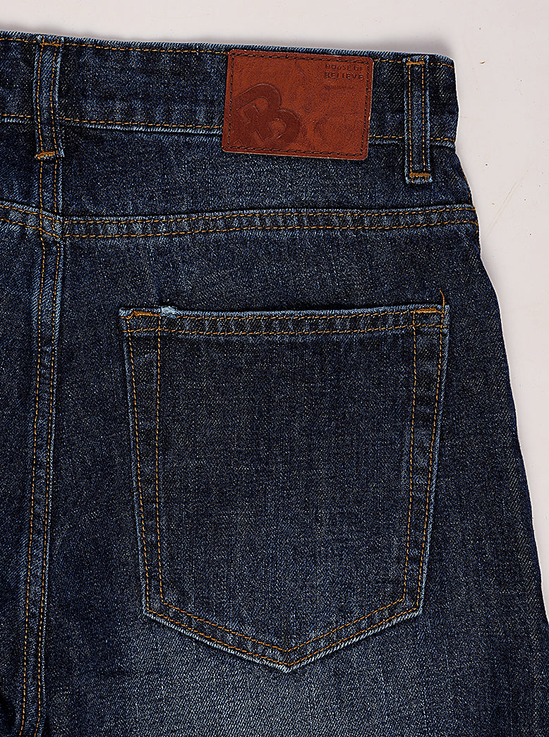 Men's Indigo Washed Straight Fit Jeans - extra image 4