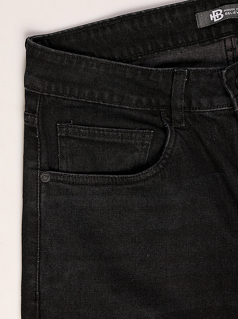 Men's Black Washed Slim fit Jeans - extra image 4