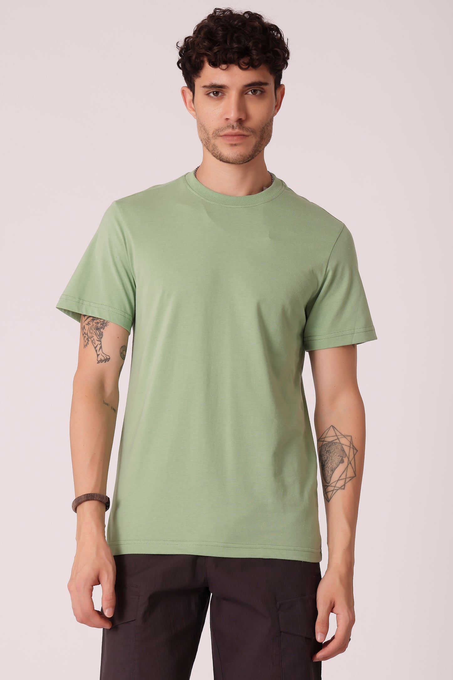 Men's Regular fit solid Tshirt - Sage Green