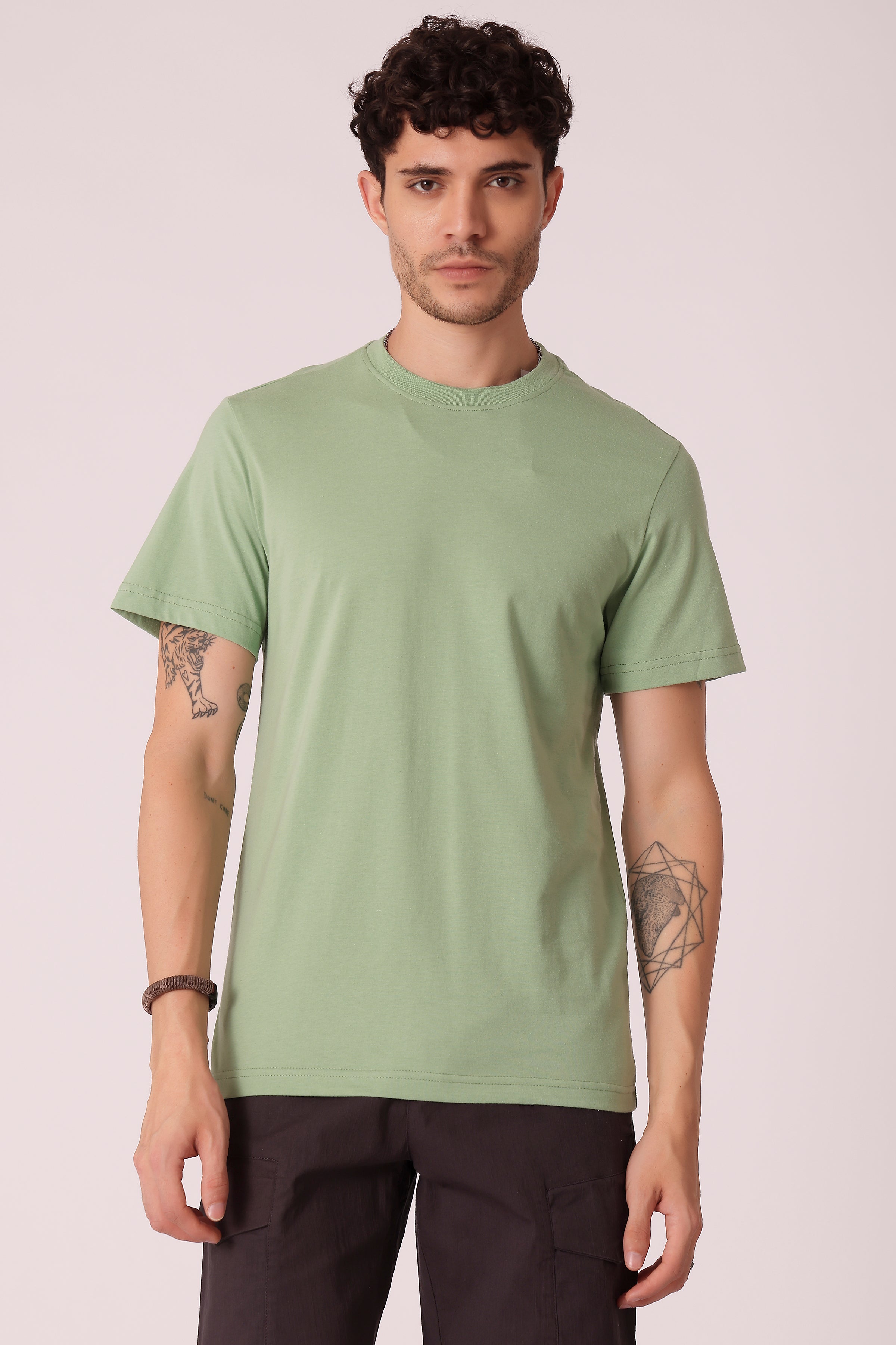 Men's Regular fit solid Tshirt - Sage Green