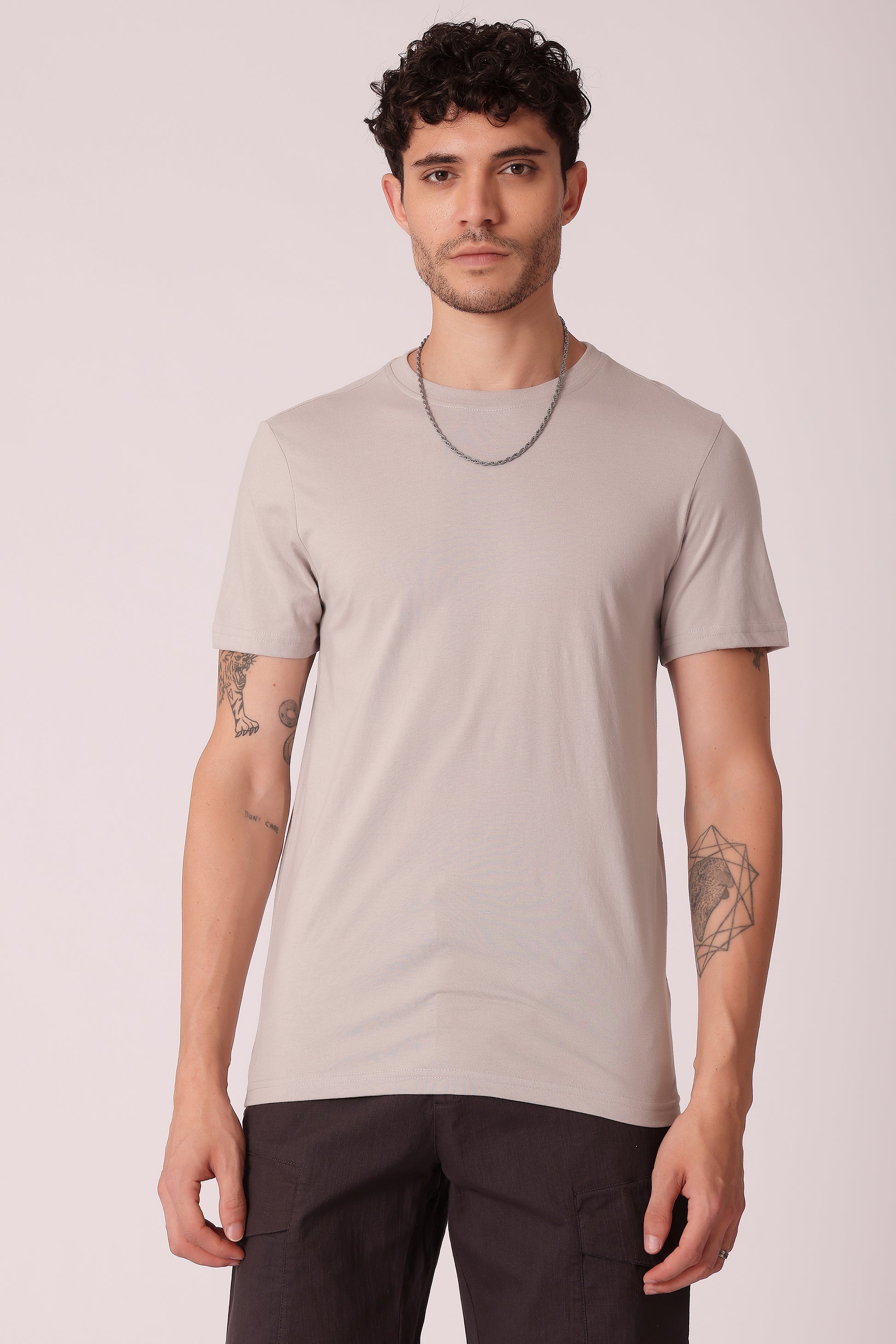 Men's Regular fit solid Tshirt - St. Grey