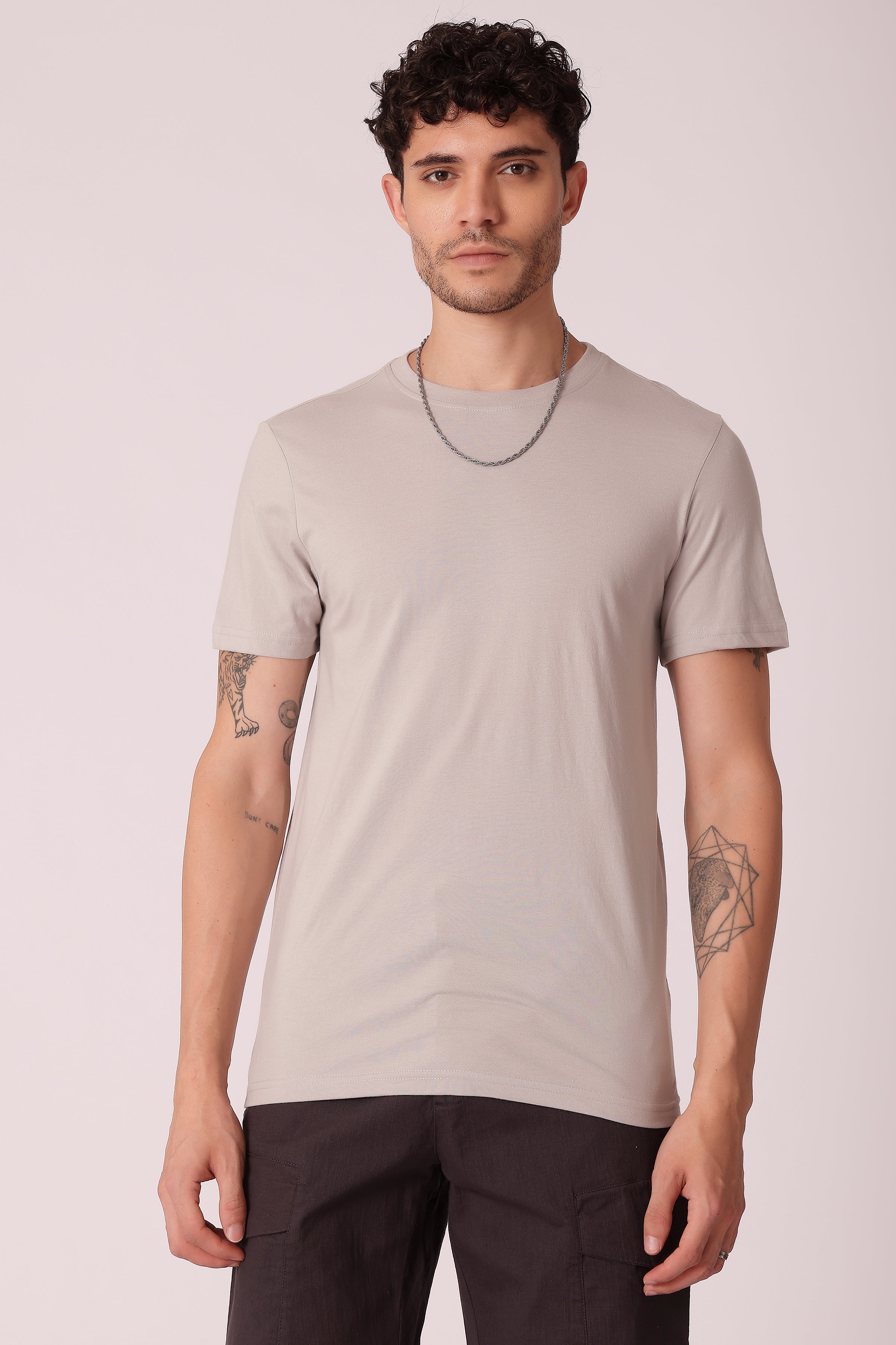 Men's Regular fit solid Tshirt - St. Grey