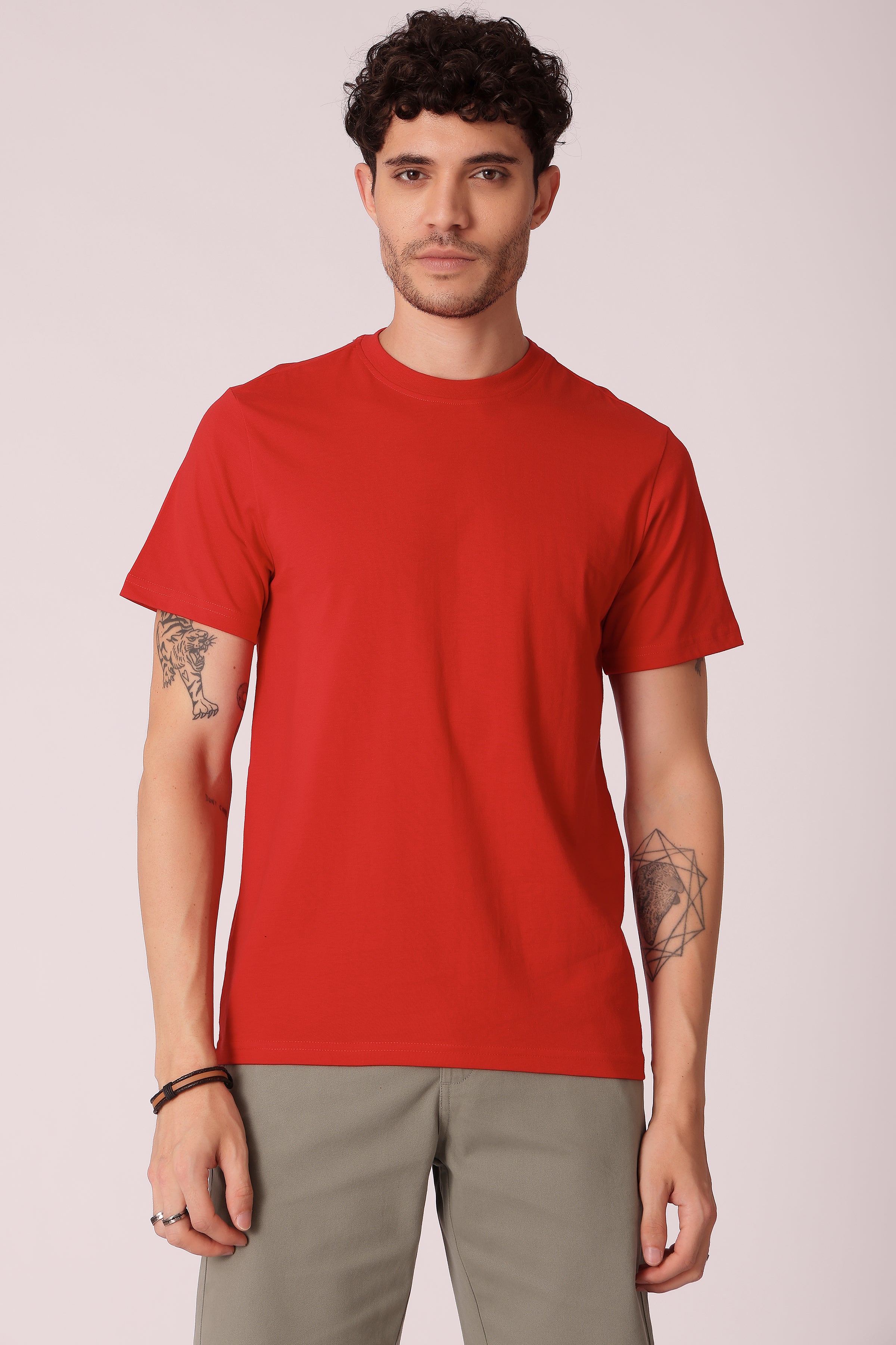 Men's Regular fit solid Tshirt - Red