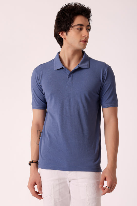 Men's Solid Pique Polo Tshirt - Elemental Blue