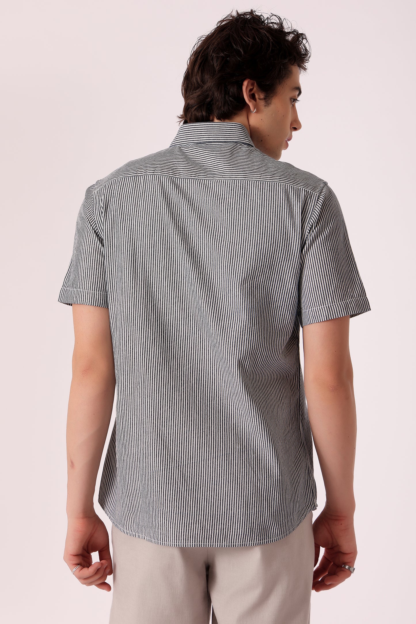 Men's cotton Stripe Shirt Half Sleeve - extra image 2