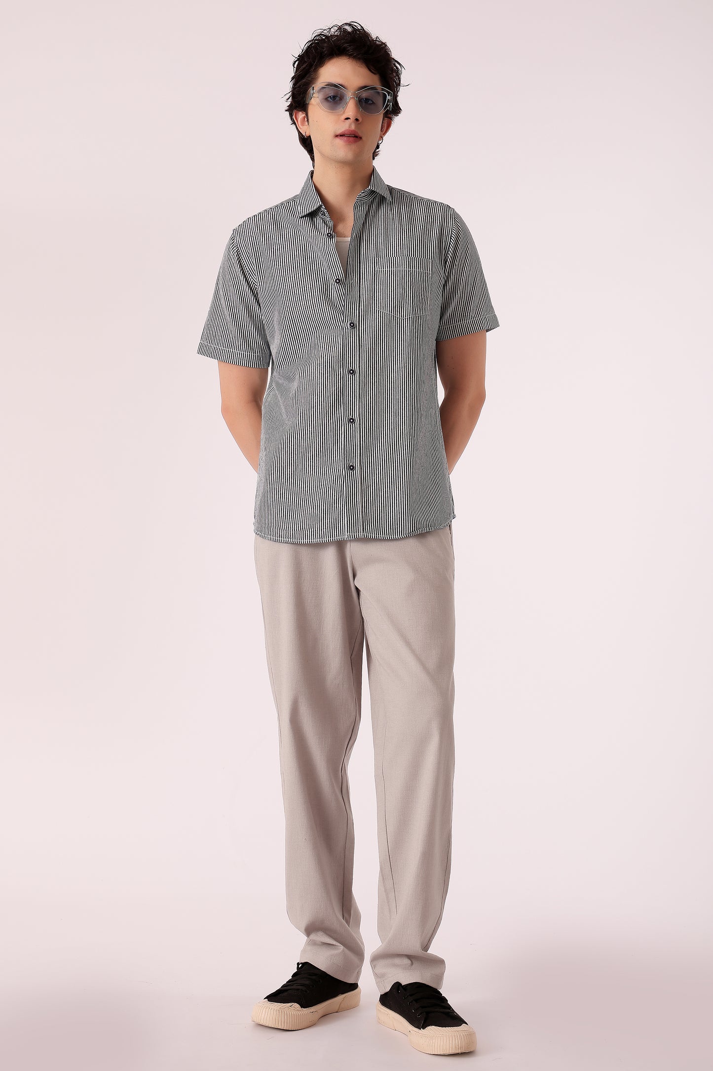 Men's cotton Stripe Shirt Half Sleeve - extra image 3