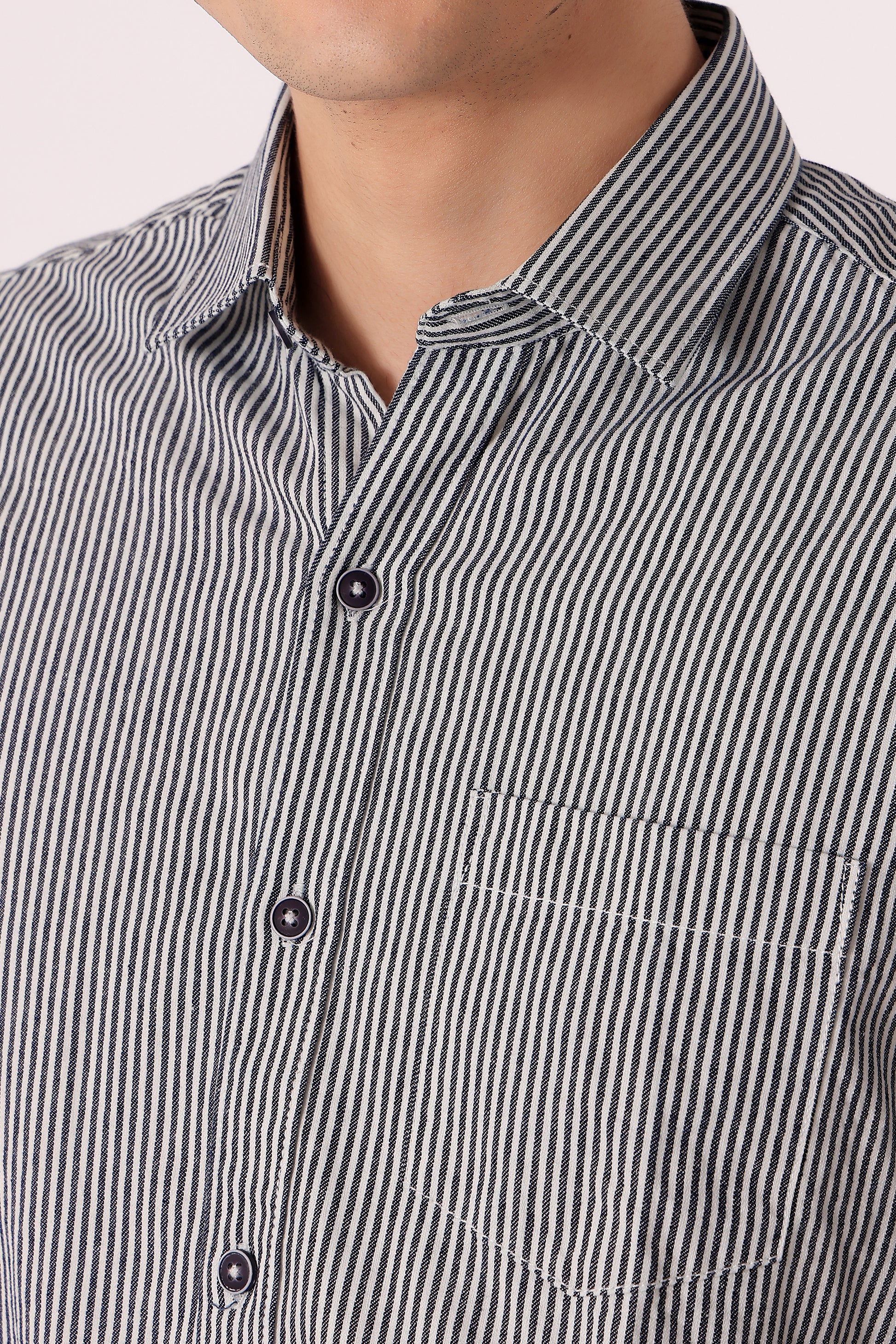Men's cotton Stripe Shirt Half Sleeve - extra image 5