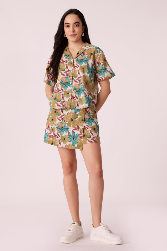 women skorts with shirt cord set - Multi 1