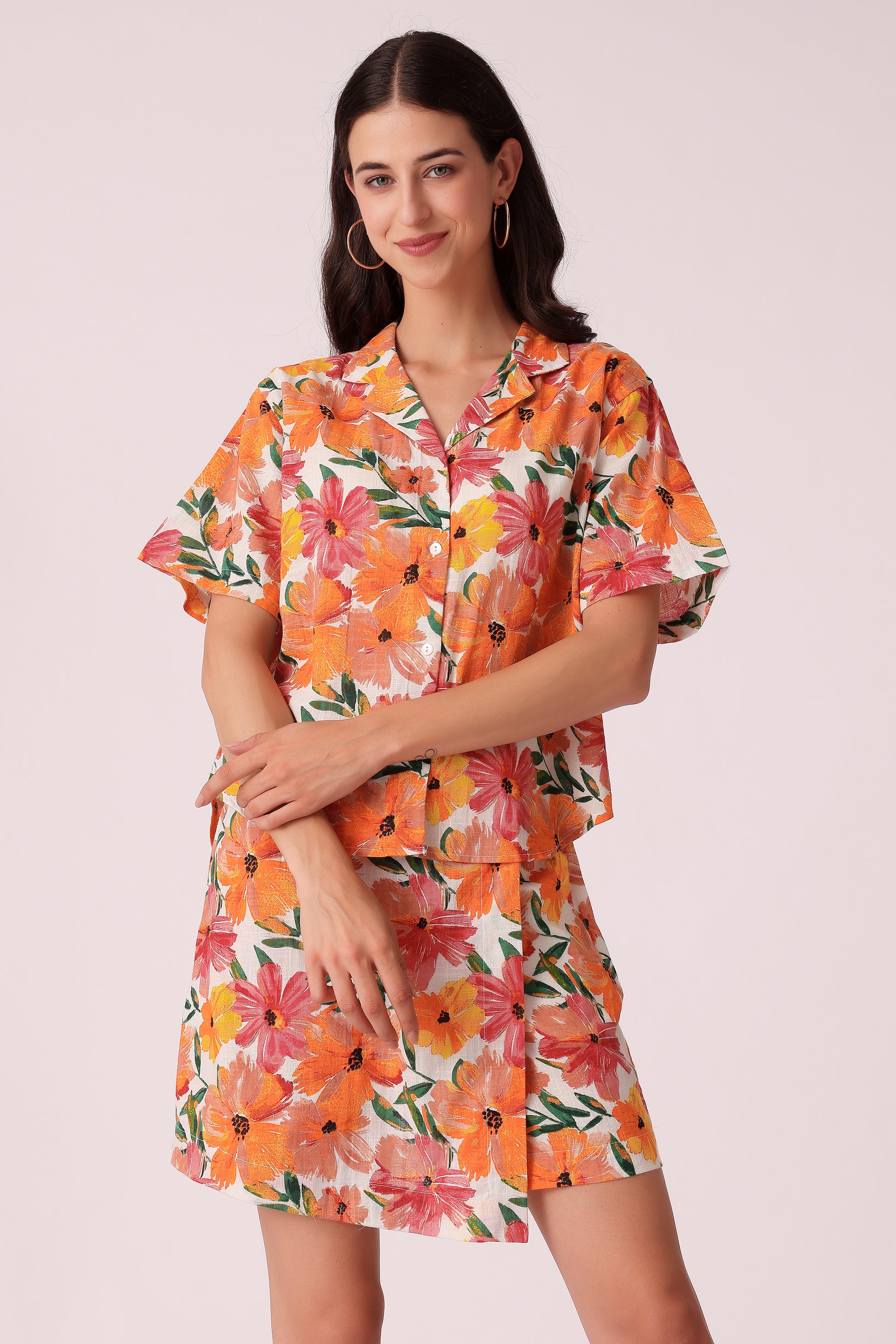 women skorts with shirt cord set - Multi 2