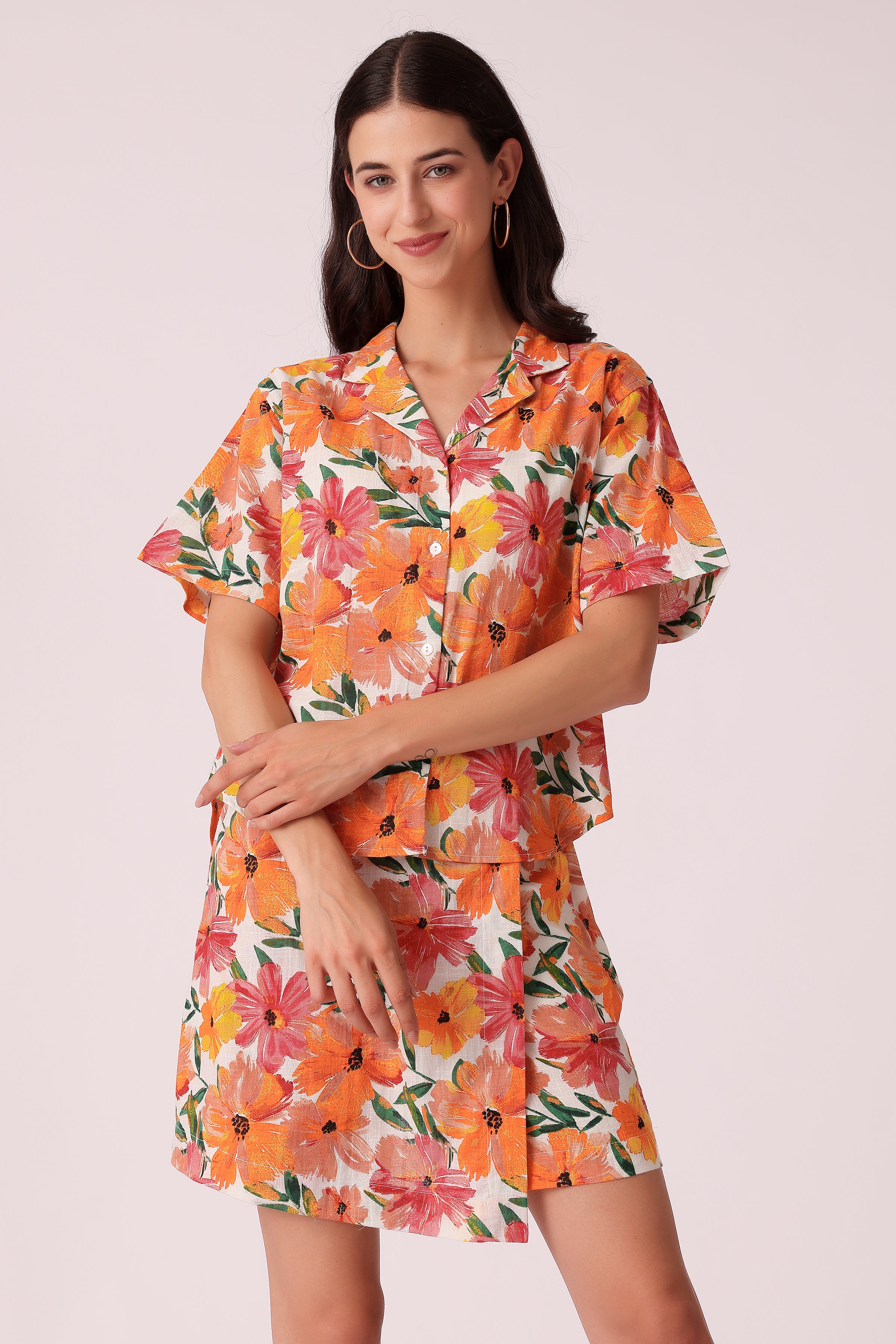 women skorts with shirt cord set - Multi 2