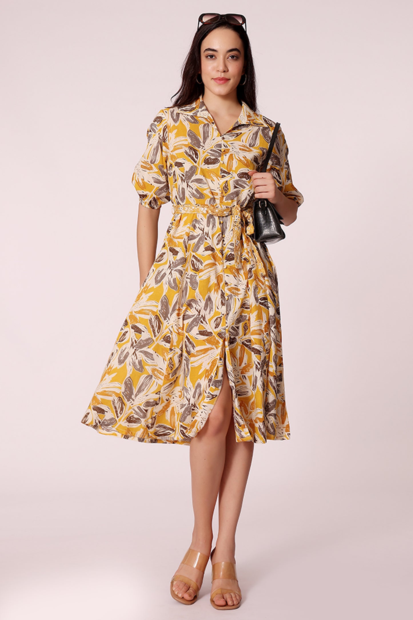 all-over printed belted midi dress - extra image 3