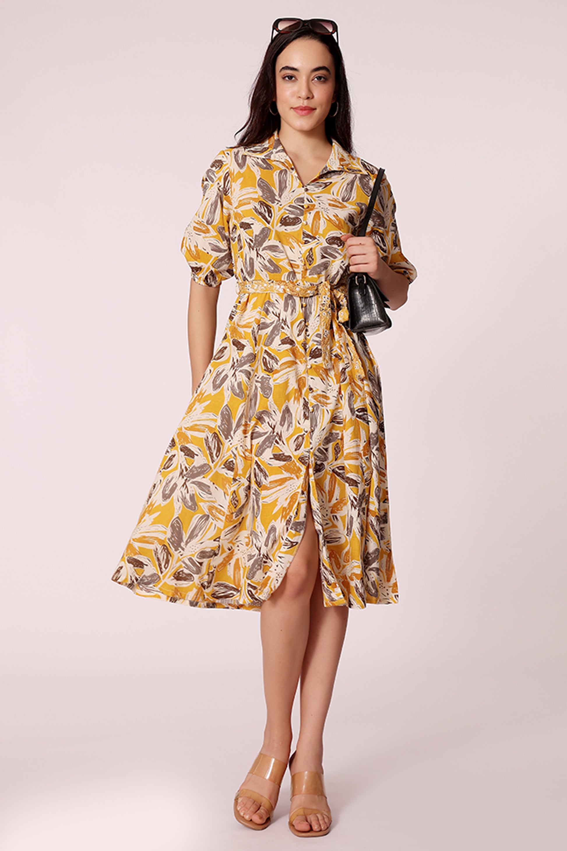 all-over printed belted midi dress - extra image 3