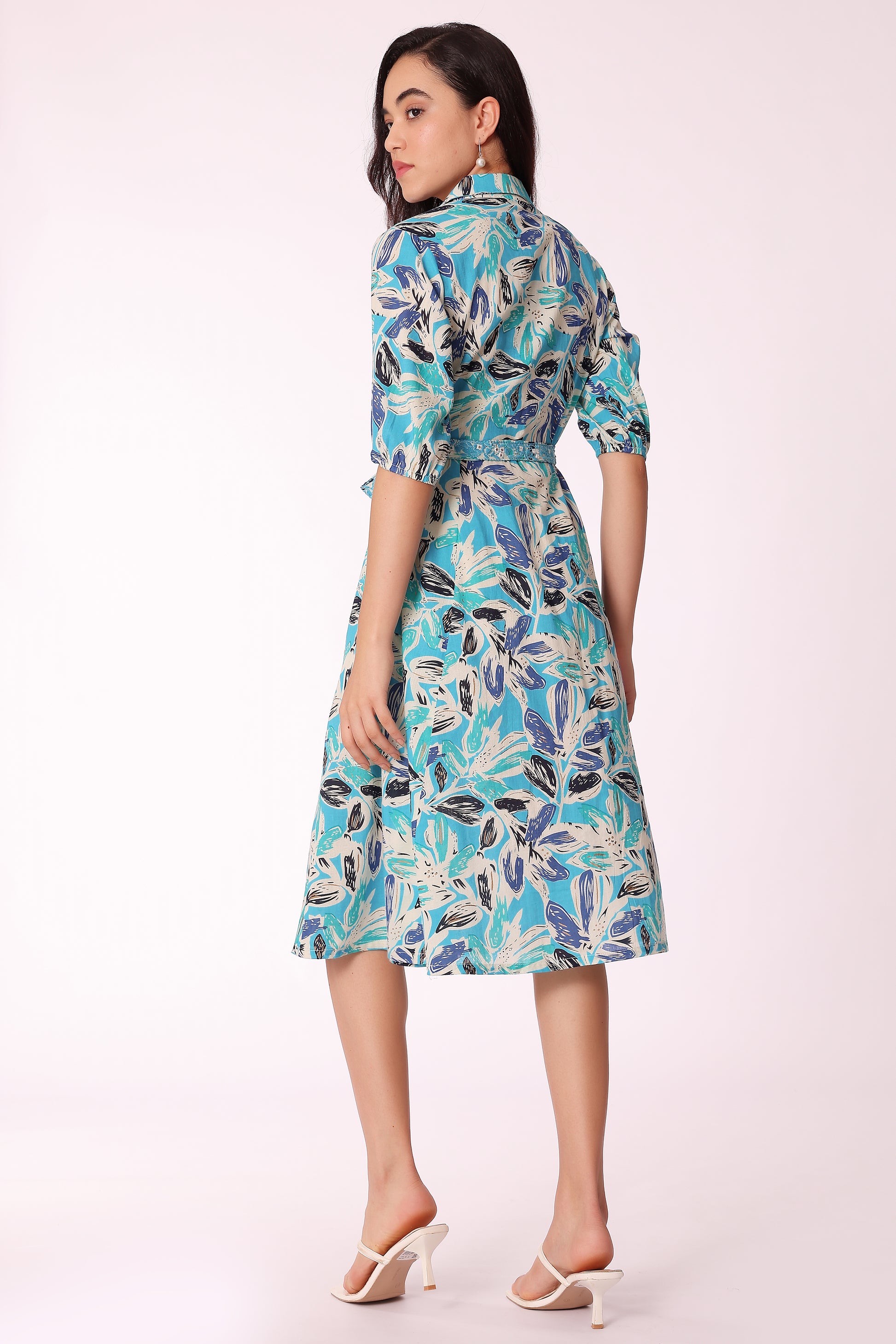 all-over printed belted midi dress - extra image 2