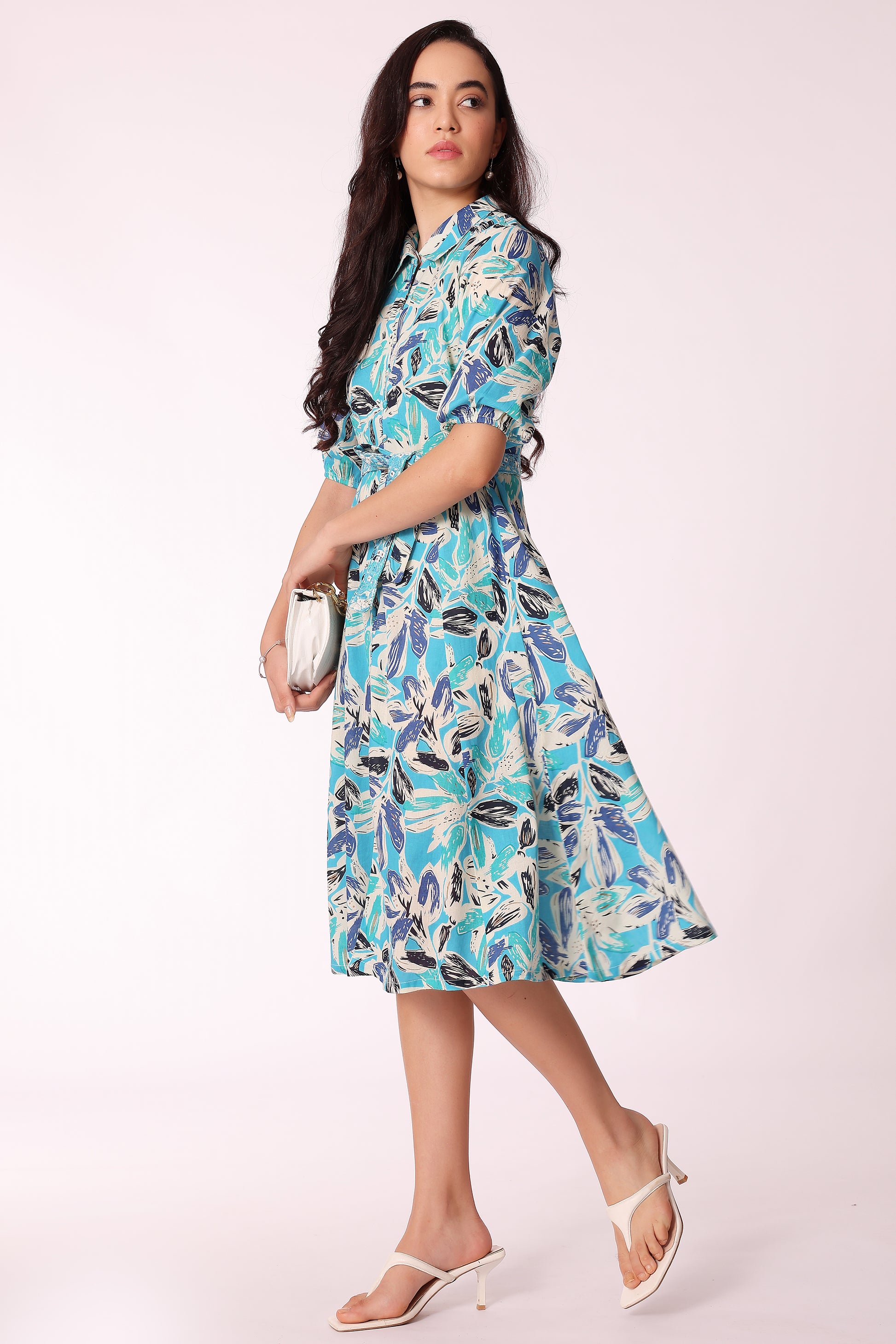 all-over printed belted midi dress - extra image 3