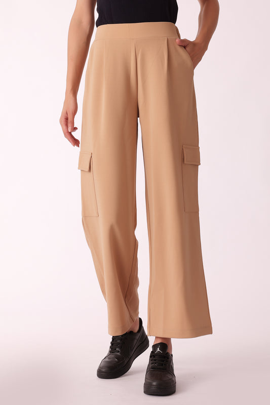 women pant cargo fit - Beige