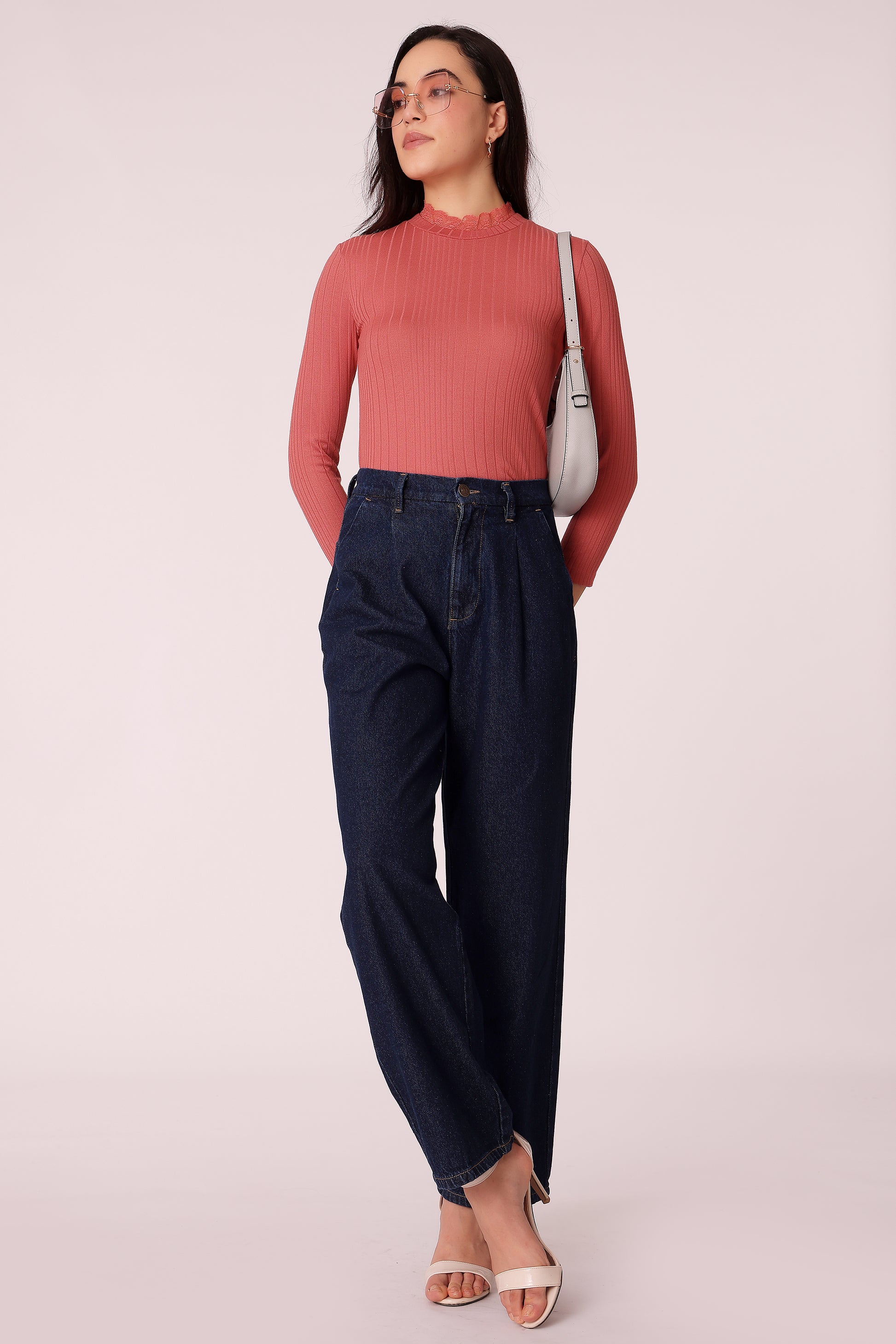 women rib knit high neck top - extra image 3