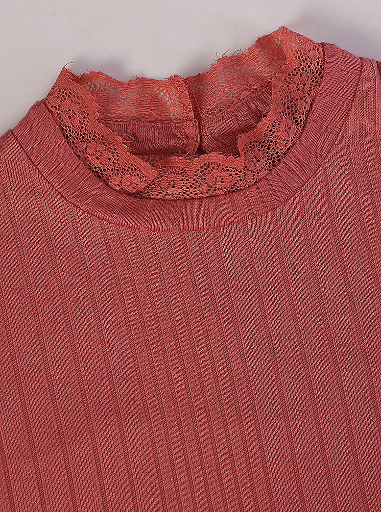 women rib knit high neck top - extra image 4