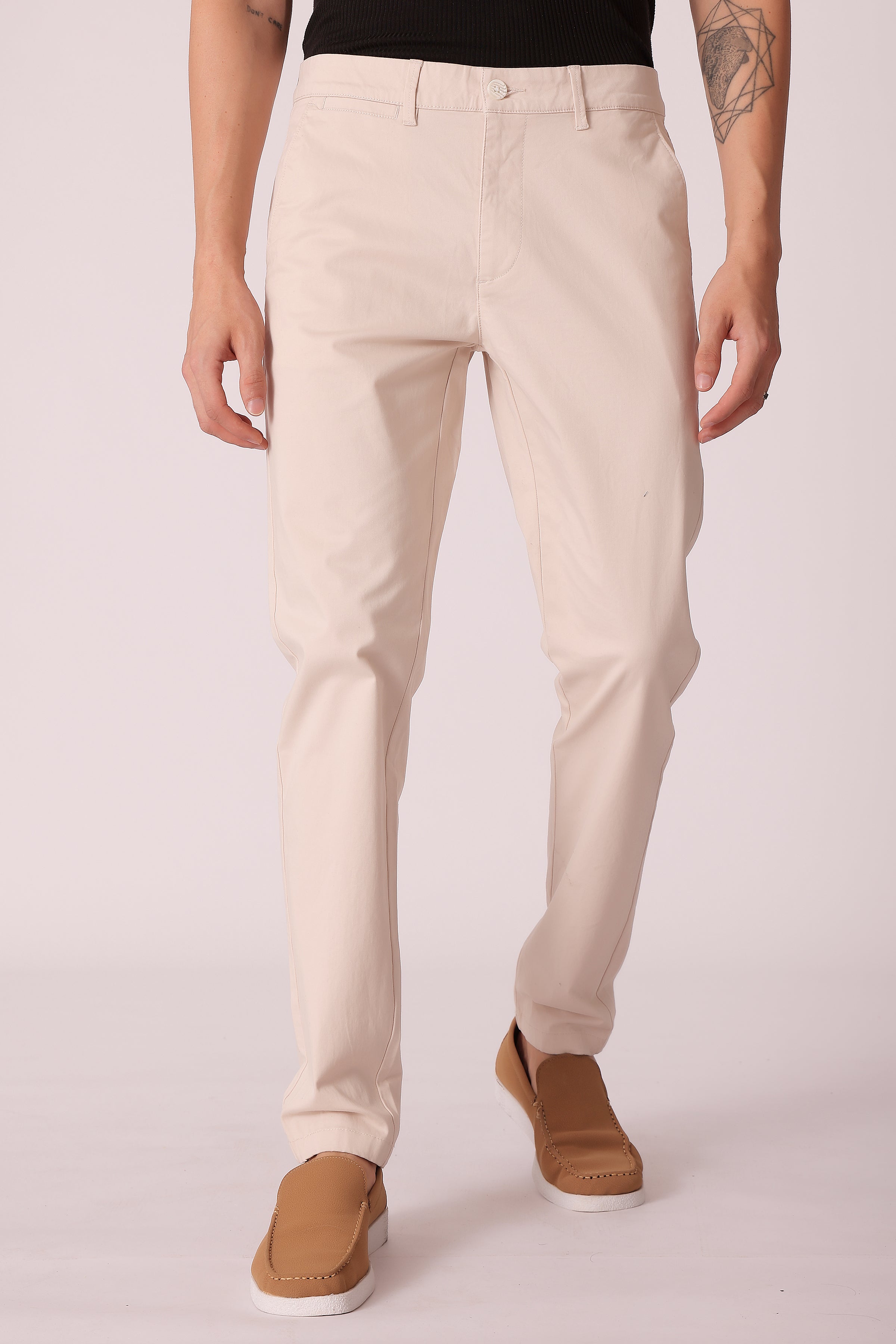 Men's Cotton stretch Slim Fit Chinos - Beige