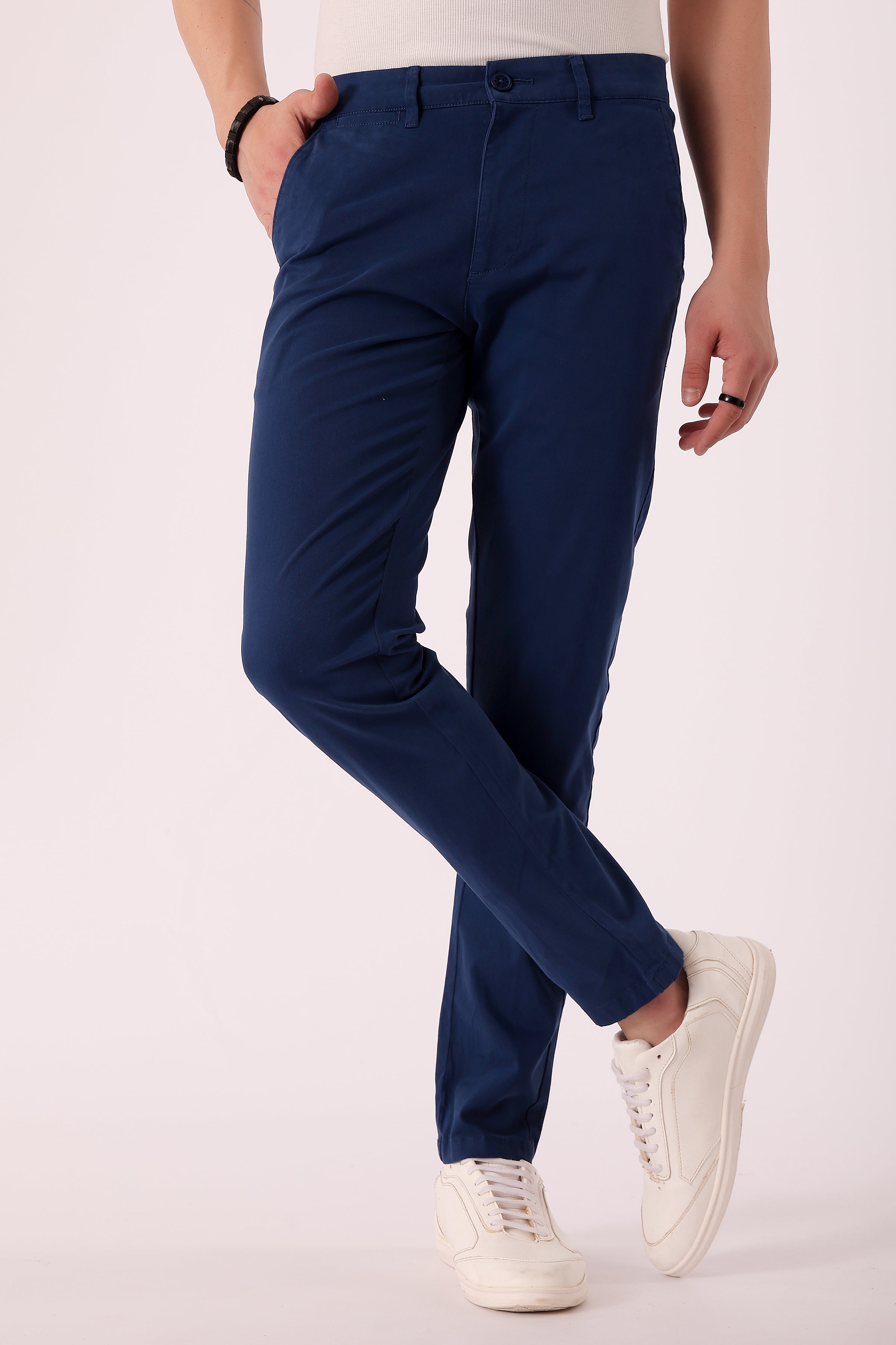 Men's Cotton stretch Slim Fit Chinos - Dark Blue