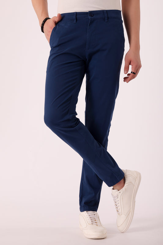 Men's Cotton stretch Slim Fit Chinos - Dark Blue