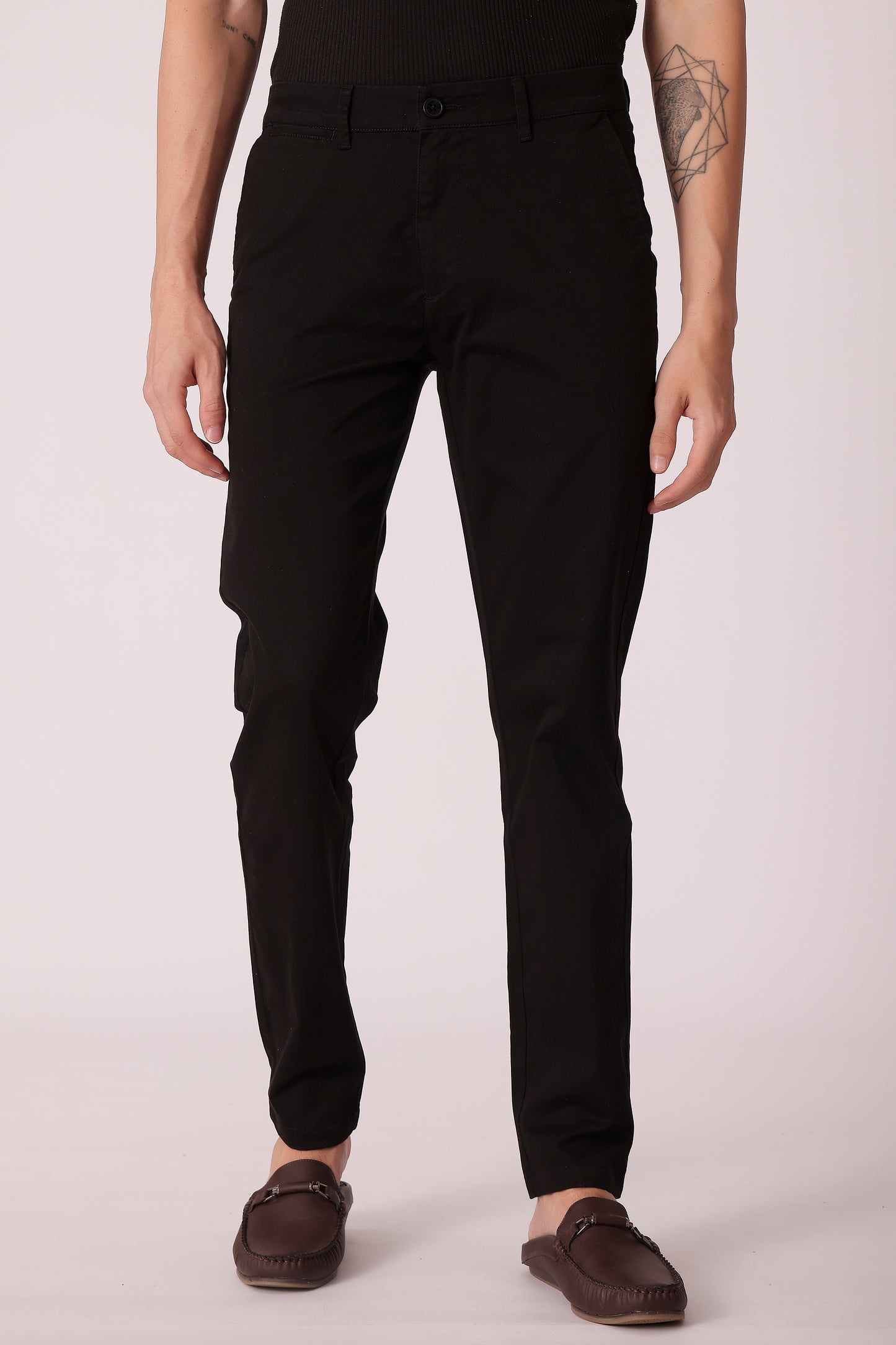 Men's Cotton stretch Slim Fit Chinos - Black