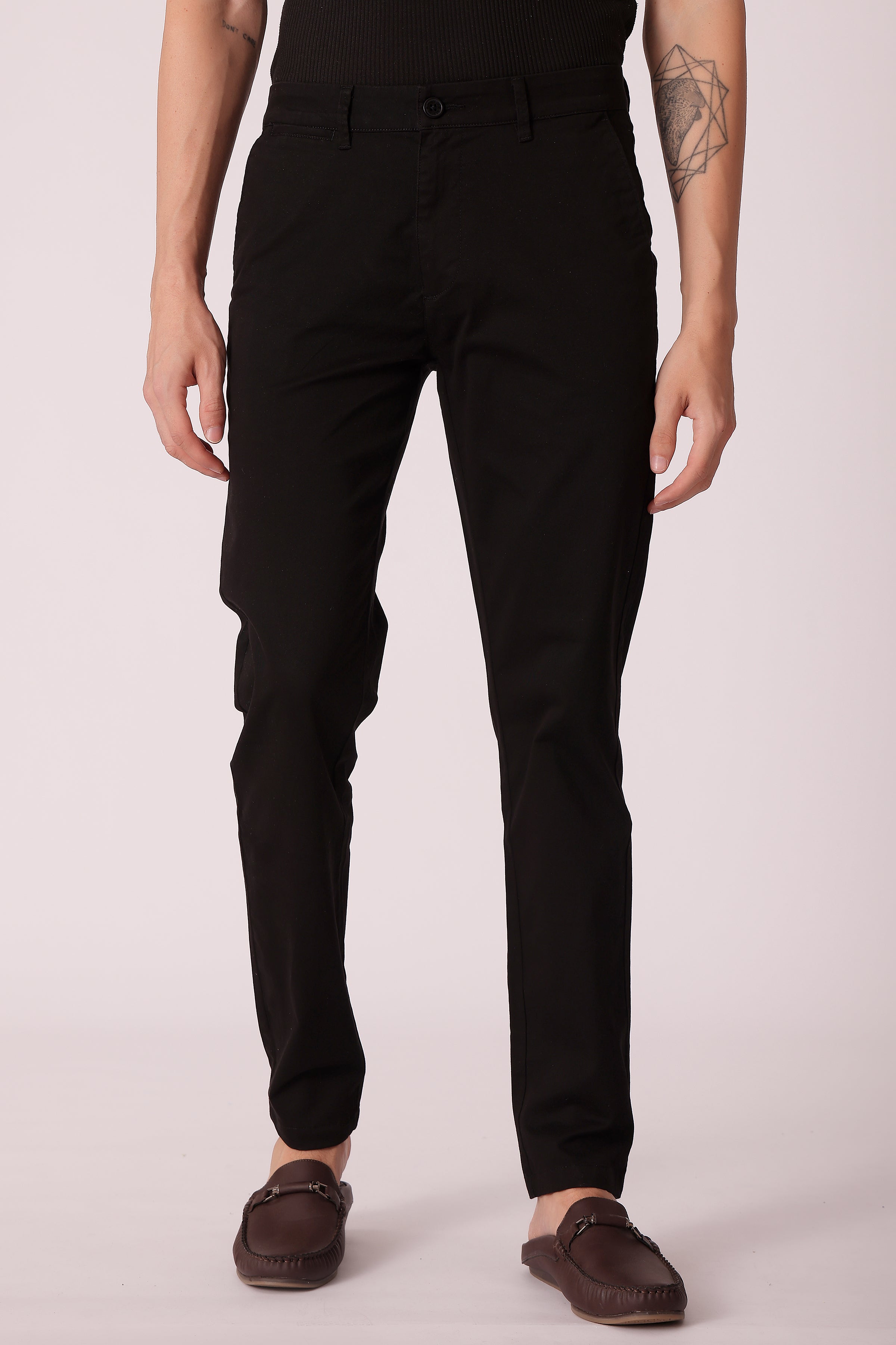 Men's Cotton stretch Slim Fit Chinos - Black