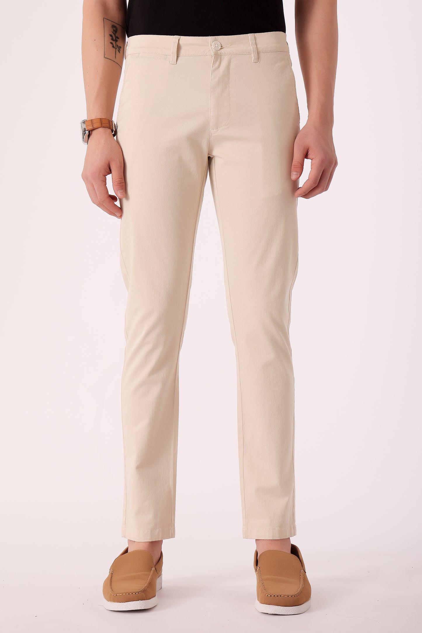 Men's Cotton stretch Slim Fit Chinos - Beige