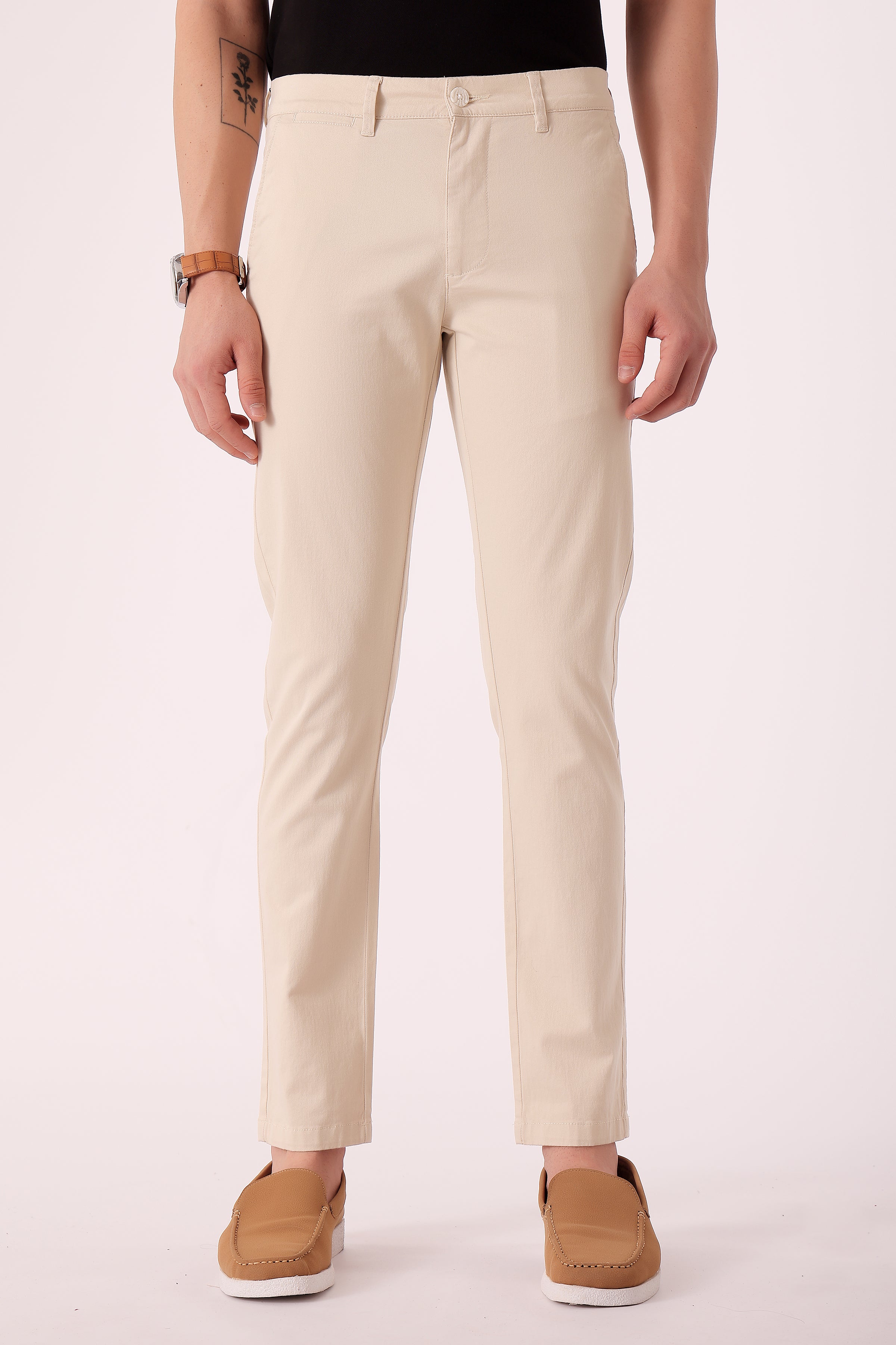 Men's Cotton stretch Slim Fit Chinos - Beige