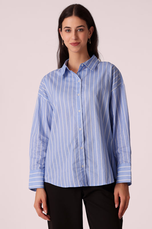 striped cotton shirt - Blue