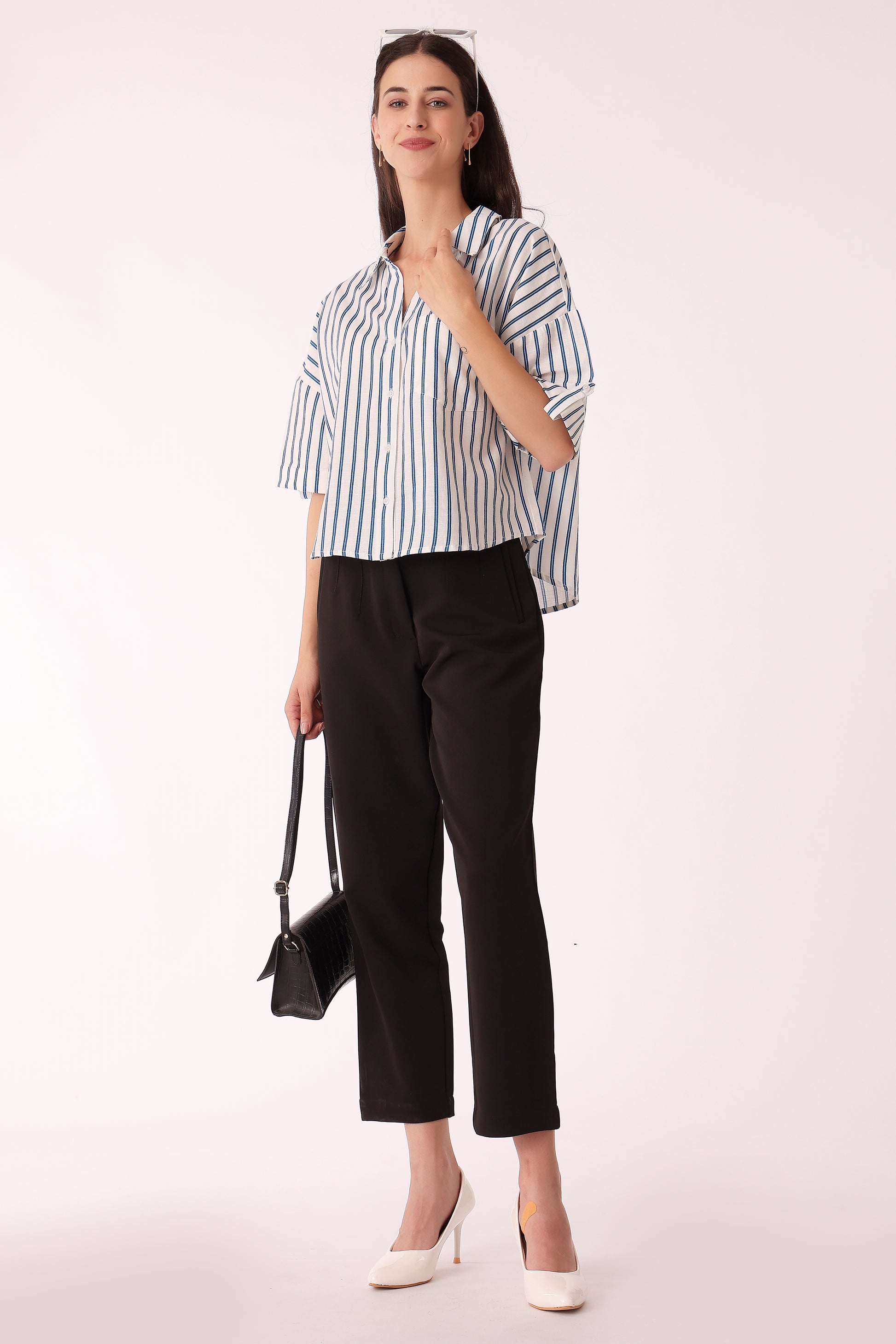 women relaxed fit striped cotton shirt - extra image 3