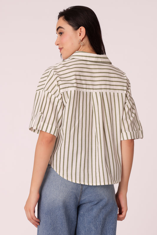 women relaxed fit striped cotton shirt - extra image 2